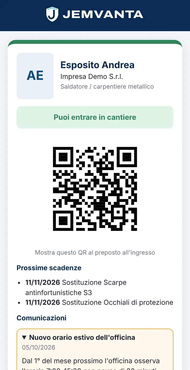 Badge digitale del lavoratore